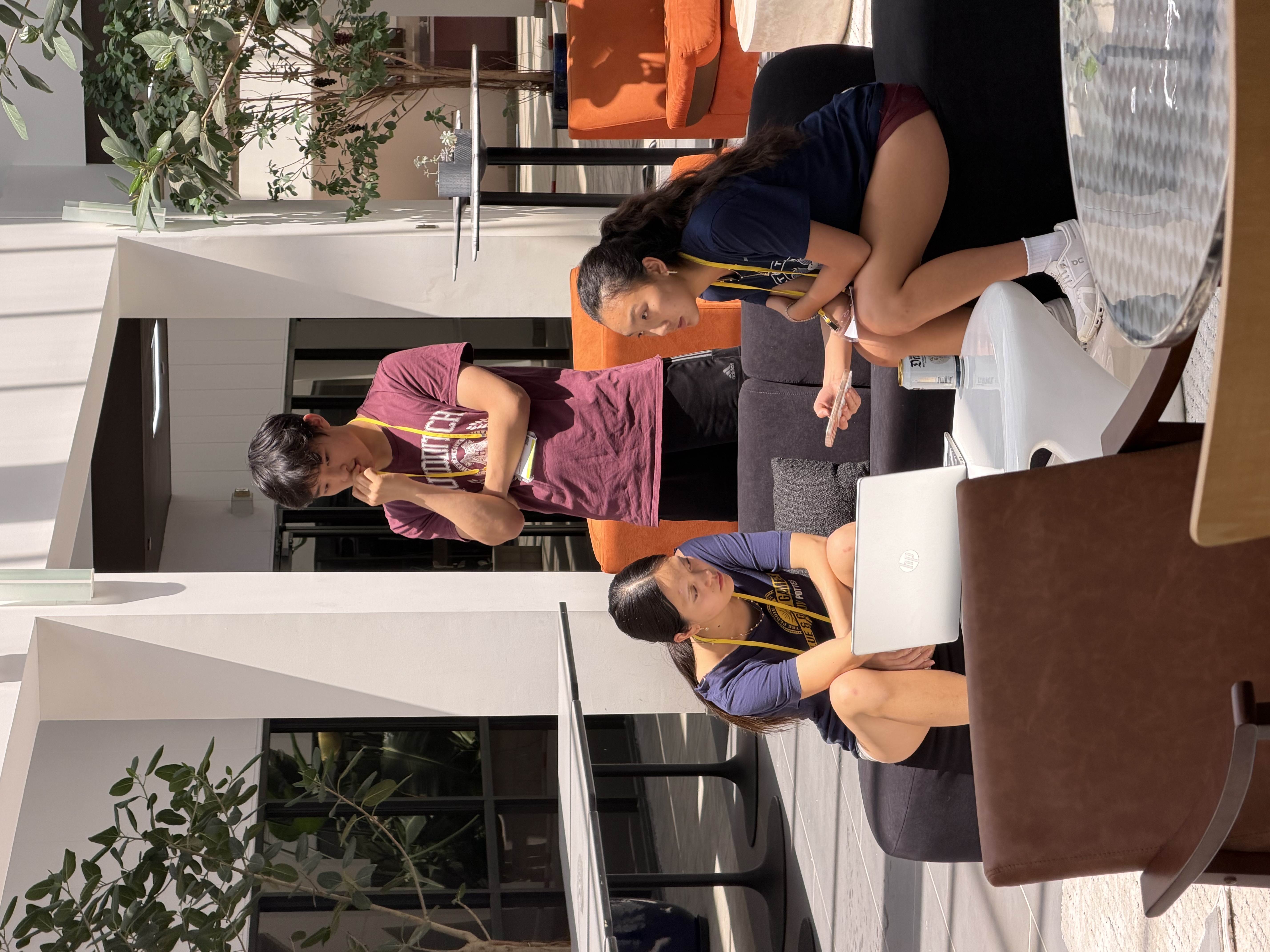 Team discussing project outdoors